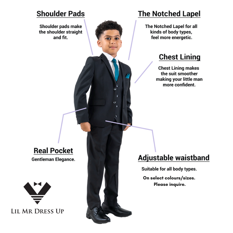 Boys 5 Piece Formal Suit - Charcoal