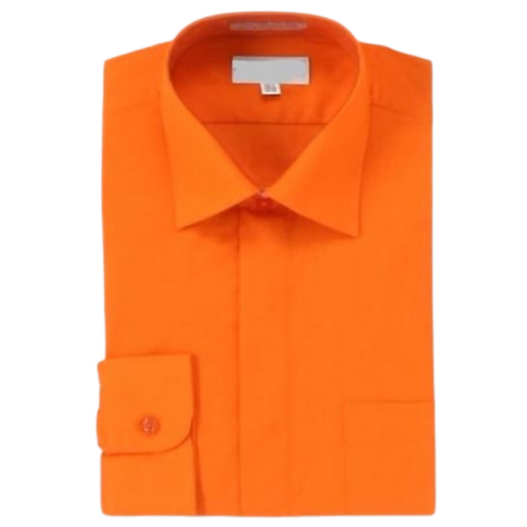 BOYS BUTTON DOWN DRESS SHIRT - ORANGE
