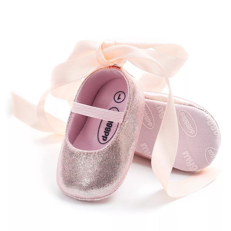 Pink Ribbon Wrap Baby Shoe