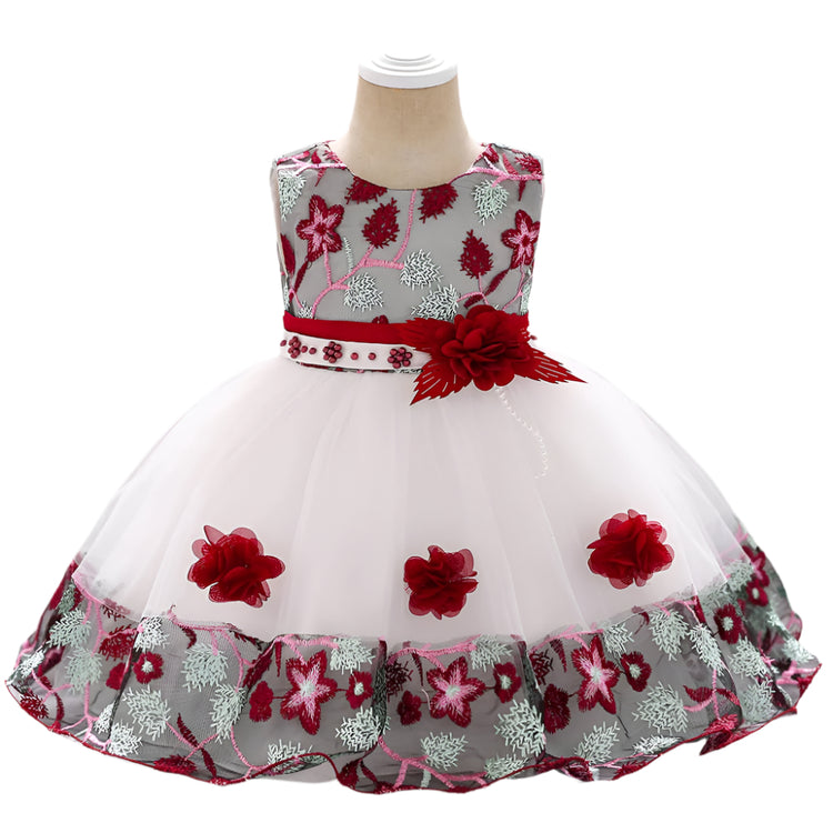 1st Birthday Signature Dress - RED/WHITE