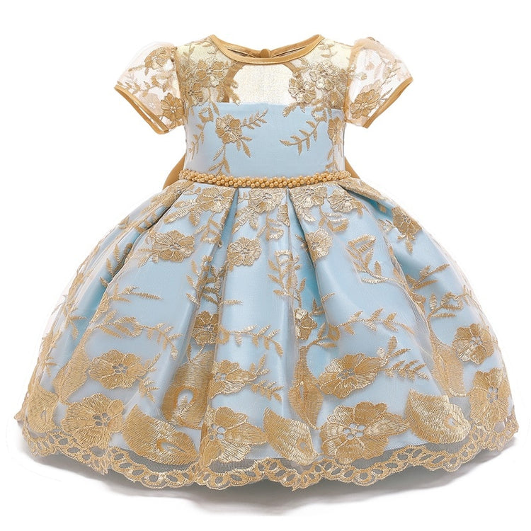 1st Birthday Signature Dress - GOLD/BLUE