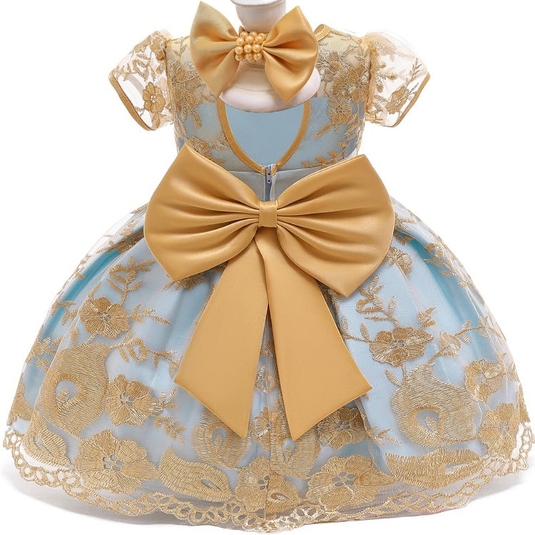 1st Birthday Signature Dress - GOLD/BLUE