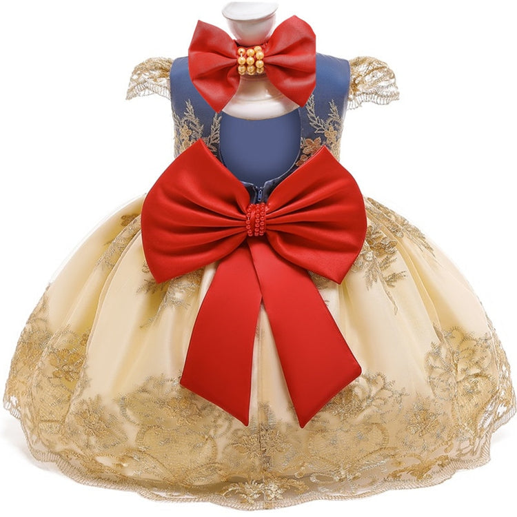 1st Birthday Signature Dress - GOLD/BLUE/RED