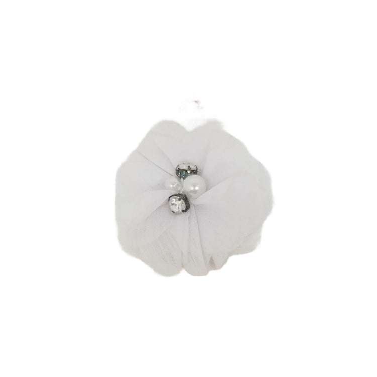 Single Chiffon Flower Hair Clip- White