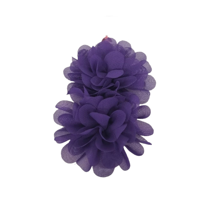 Double Flower Hair Clips- Purple