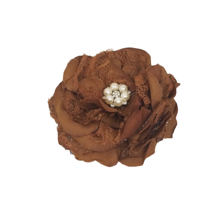Single Bloom Lace Headband- Brown