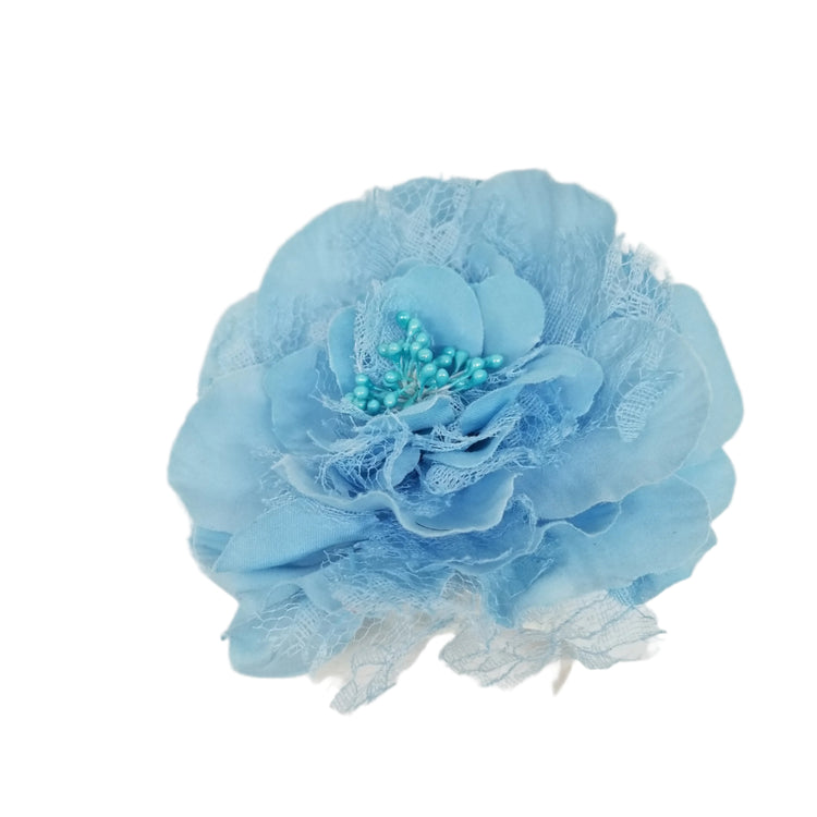 Single Bloom Lace Headband- Blue