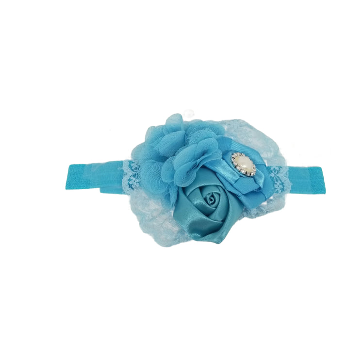 Lace Flower Headband- Turquoise