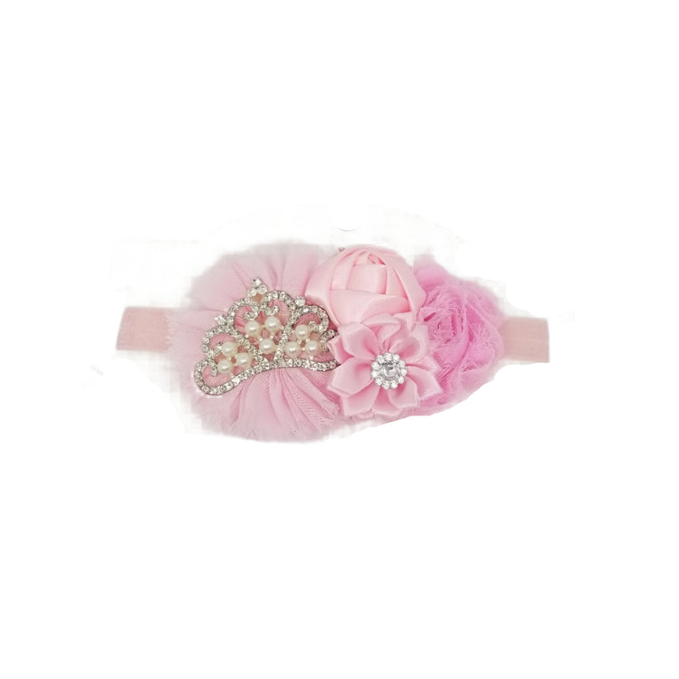 Princess Crown Flower Headband- Pink