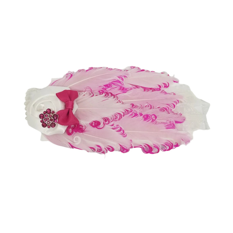 Feather Headband- Pink/White