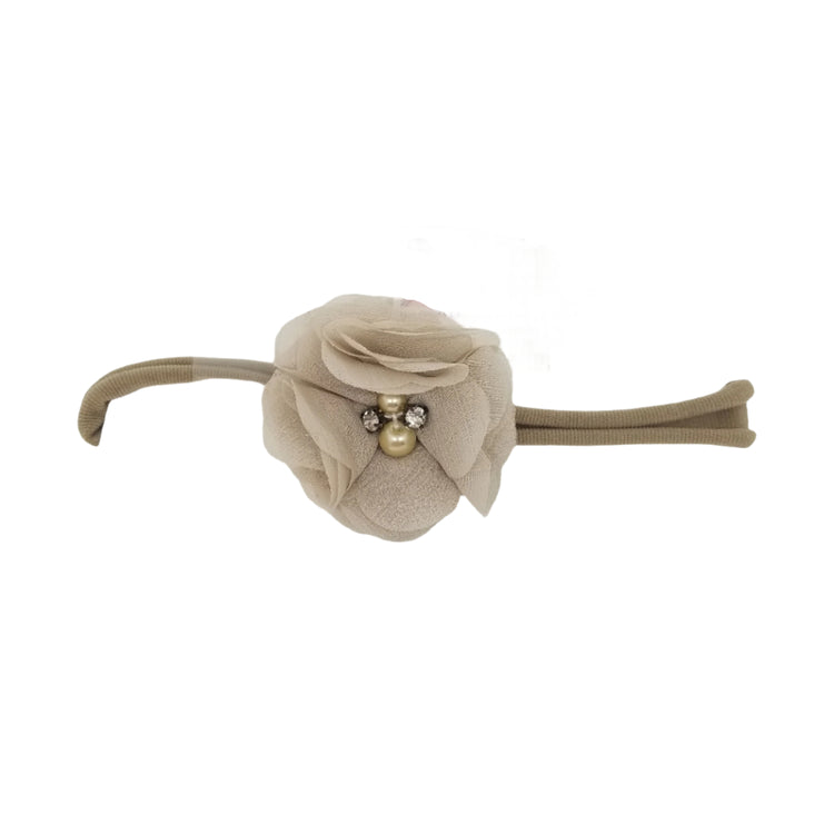 Chiffon Flower Baby Headband- Khaki