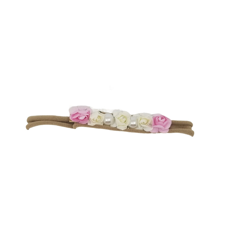 Flower Pearl Baby Headband- Pink