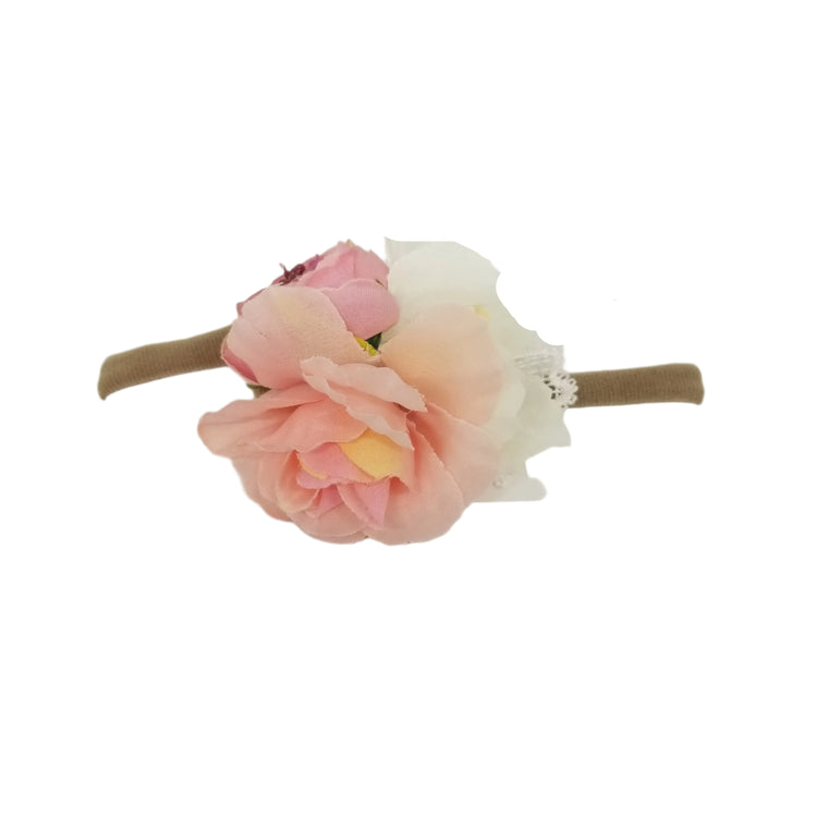 Flower Cluster Baby Headband- Peach