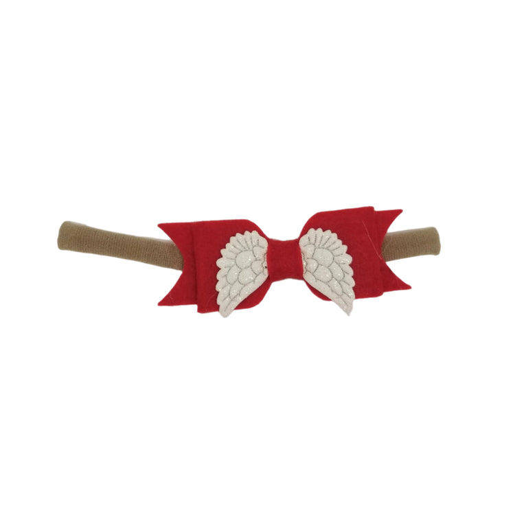 Angel Bow Baby Headband - Red