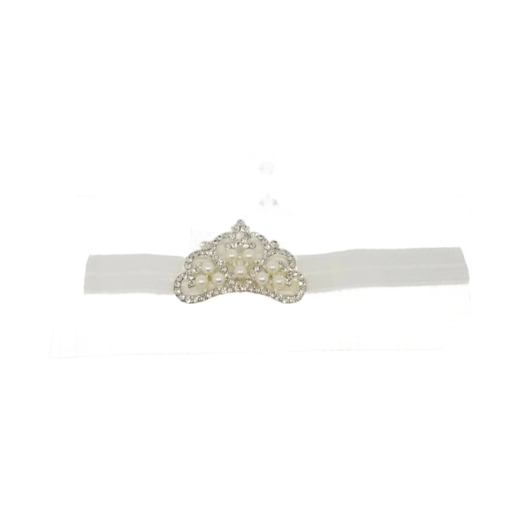 Jeweled Princess Crown Headband- White