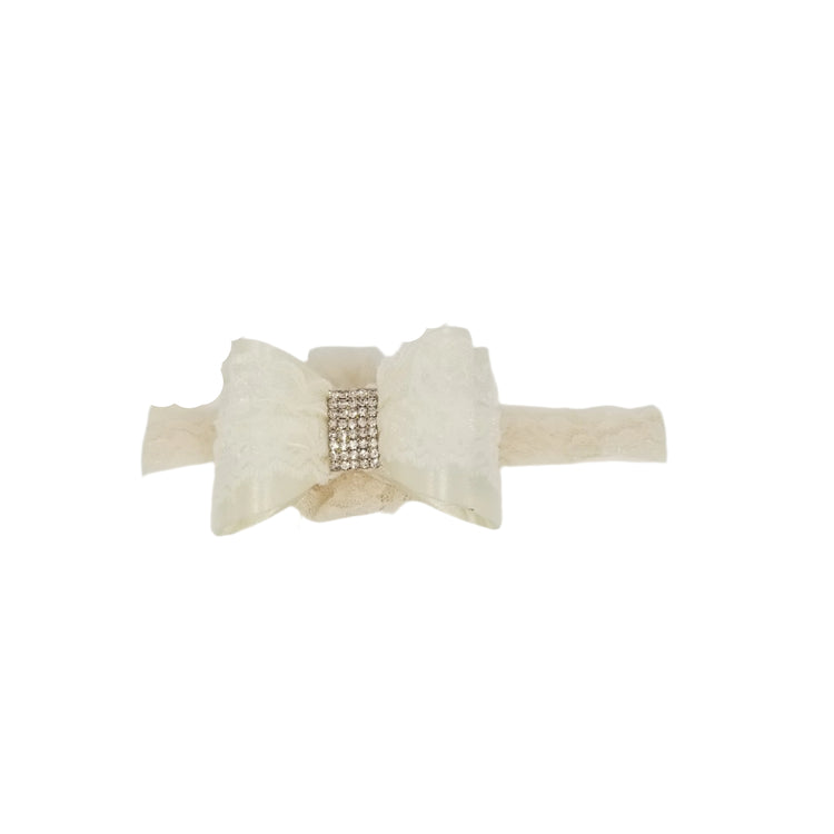 Big Bow Lace Headband - Ivory