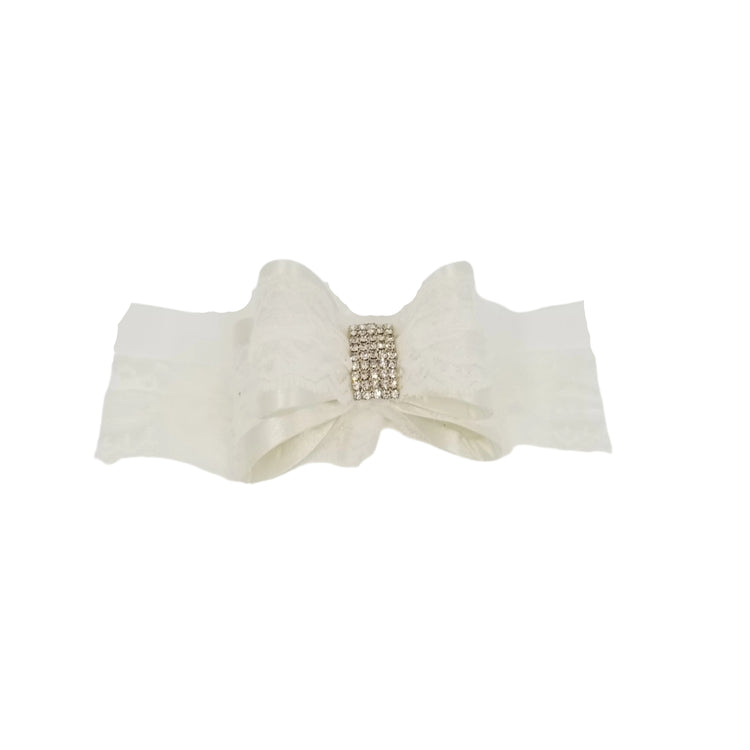 Big Bow Lace Headband - White