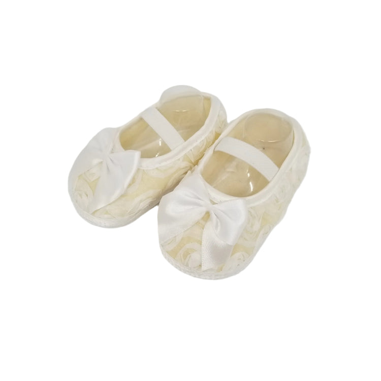 Ivory Rosette Baby Shoe