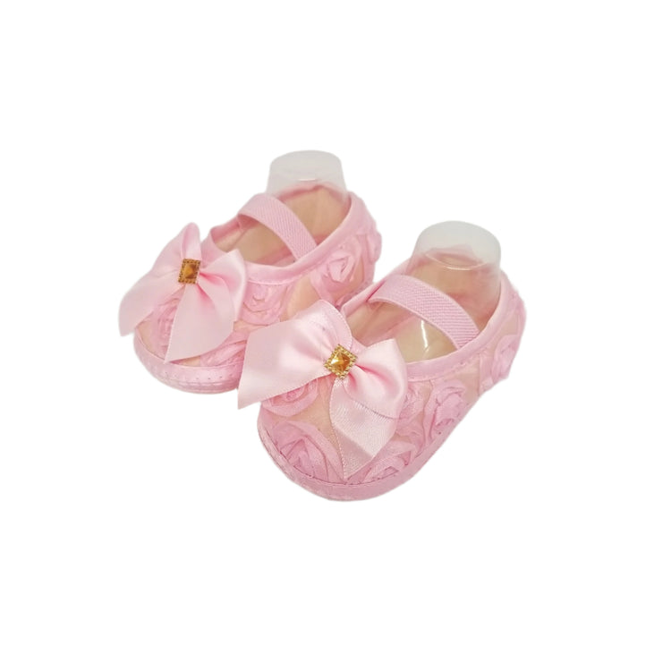 Pink Rosette Baby Shoe
