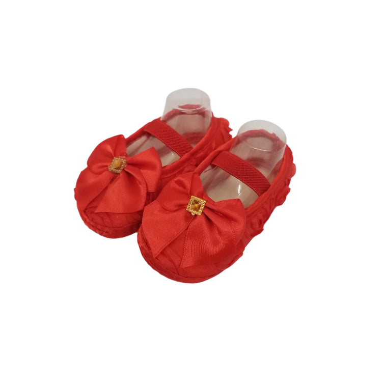 Red Rosette Baby Shoe