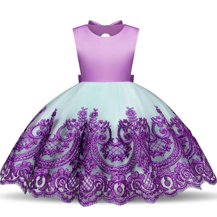1st Birthday Signature Dress - PURPLE/WHITE