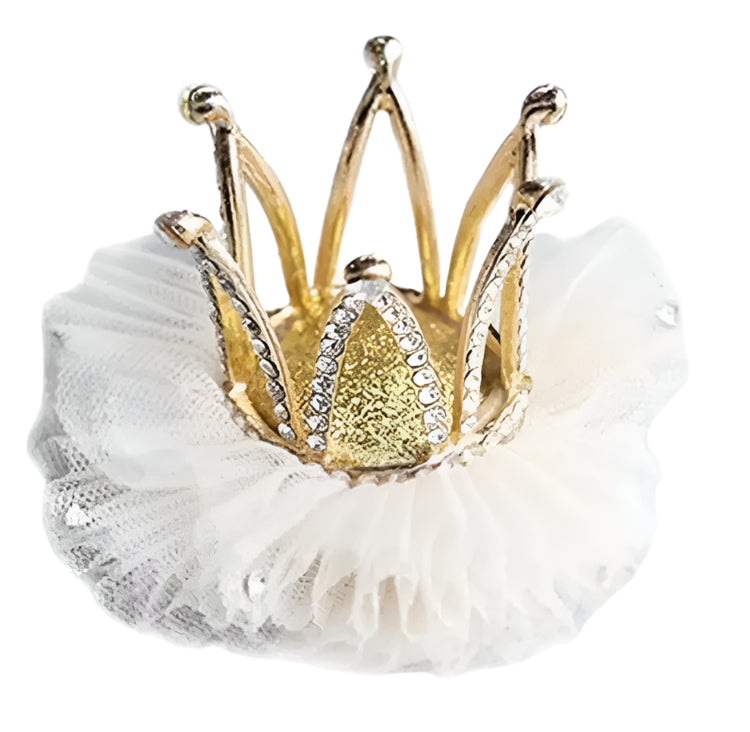 Crystal Crown with Ivory Tulle