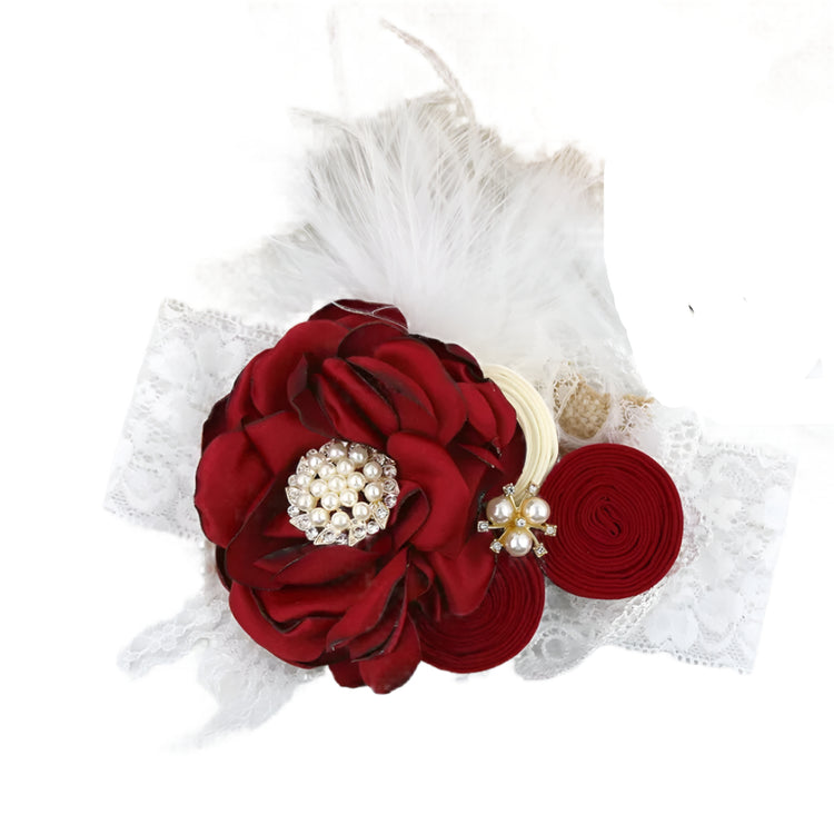 Vintage Floral Headband - Red