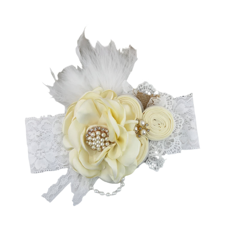 Vintage Floral Headband - Ivory