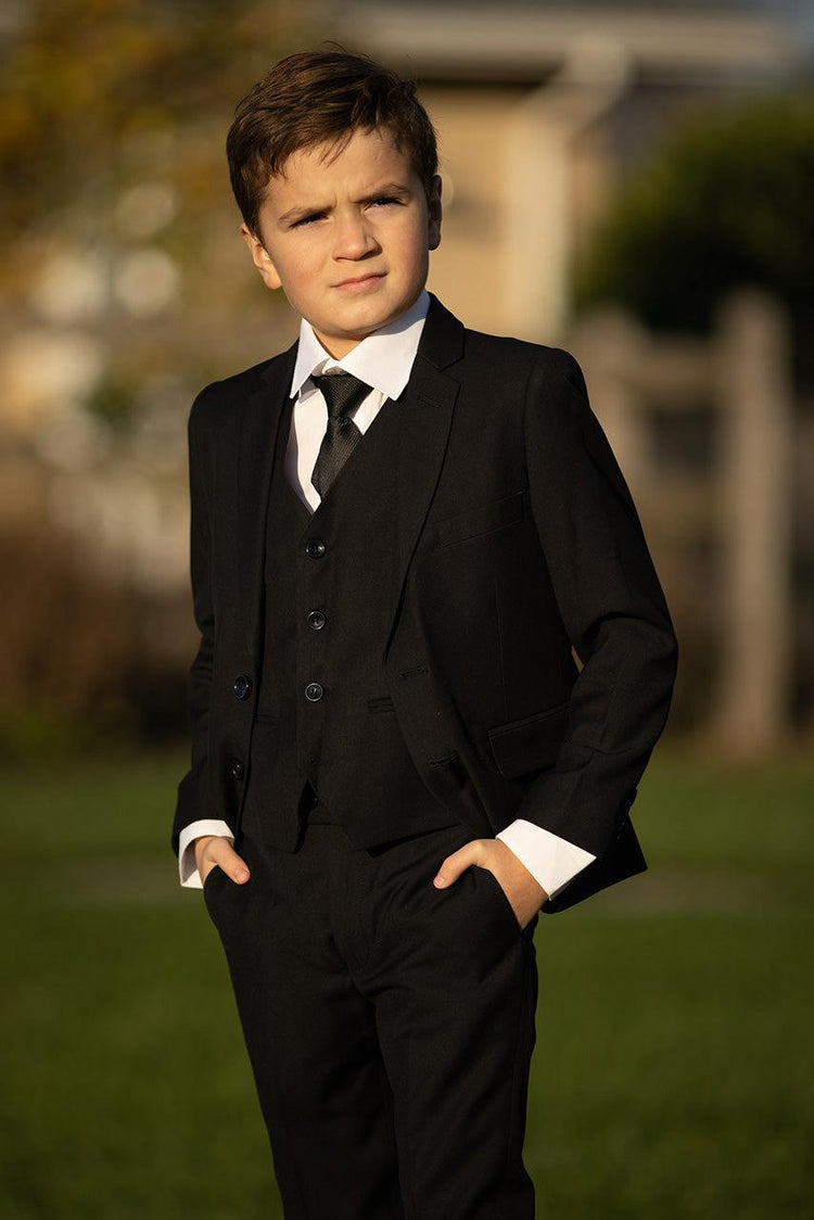 Boys 5 Piece Formal Suit - Black