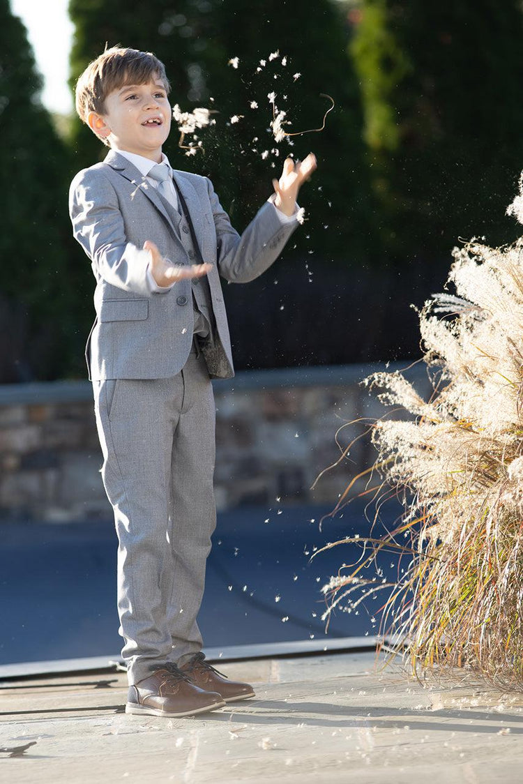 Boys 5 Piece Formal Suit - Light Grey
