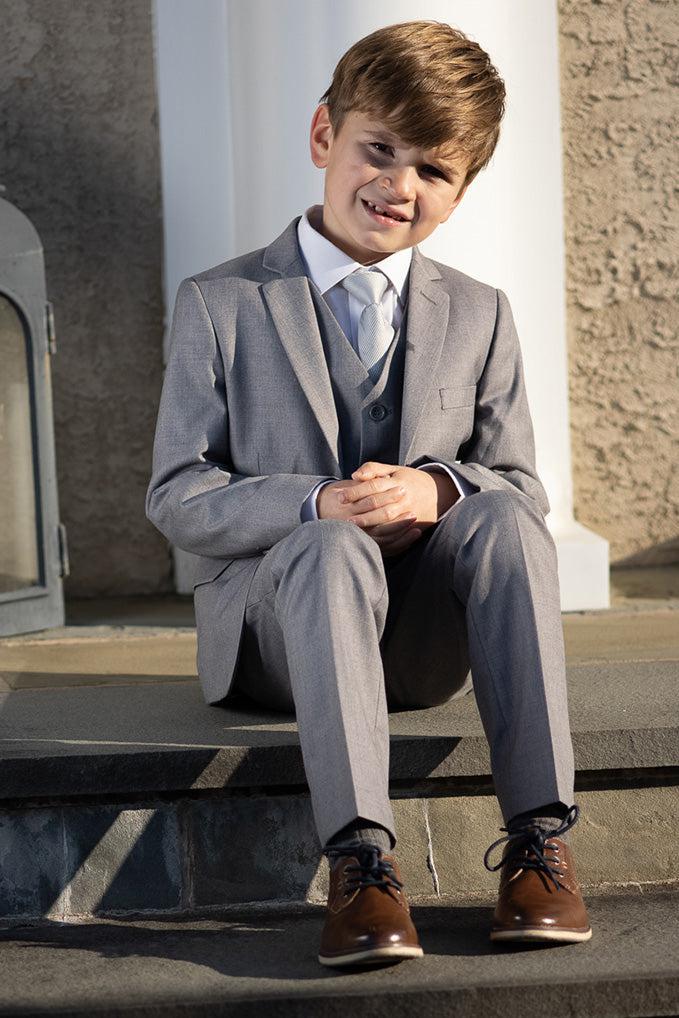 Boys 5 Piece Formal Suit - Light Grey