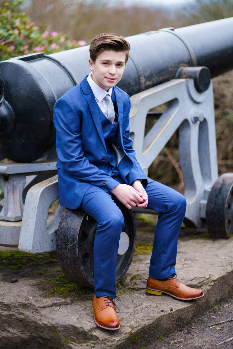 Boys 5 Piece Formal Suit - Ocean Blue