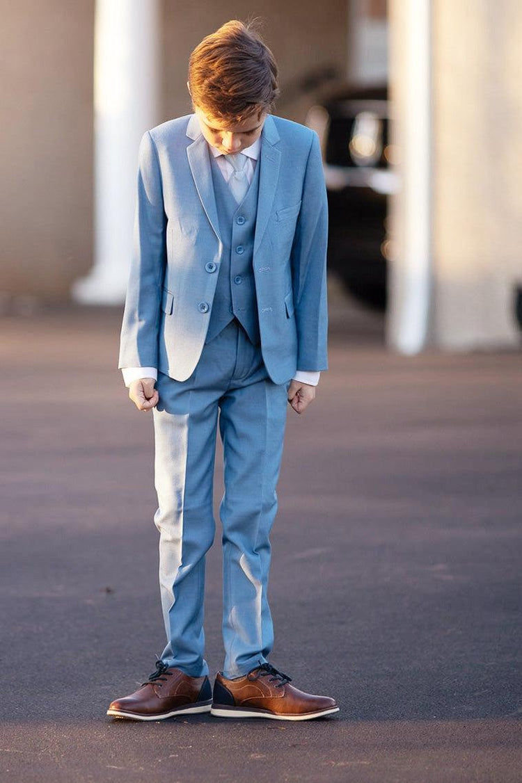 Boys 5 Piece Formal Suit - Sky