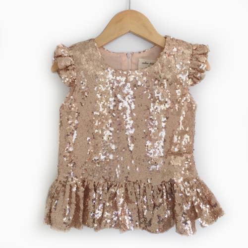 LIL MISS Blush Sequin Peplum Top Girls Dress Lil Miss Dress Up