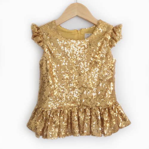 LIL MISS - Gold Sequin Peplum Top - Girls Dress Lil Miss Dress Up LIL MISS - Gold Sequin Peplum Top - Girls Dress Lil Miss Dress Up