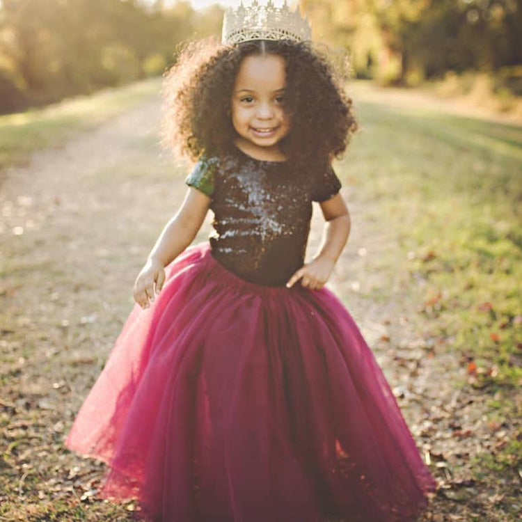 LIL MISS - Black Long Sleeve Sequin Bodysuit - Girls Dress