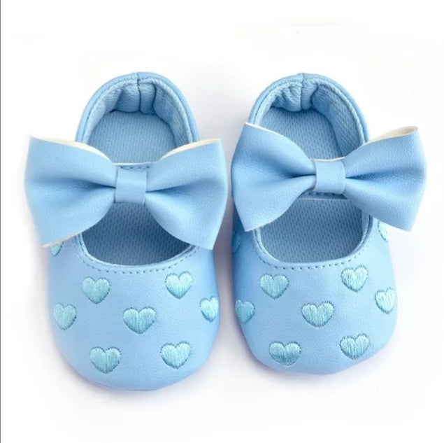 Blue Bow Baby Shoe 12 Months