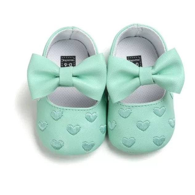 Mint Bow Baby Shoe 12 Months