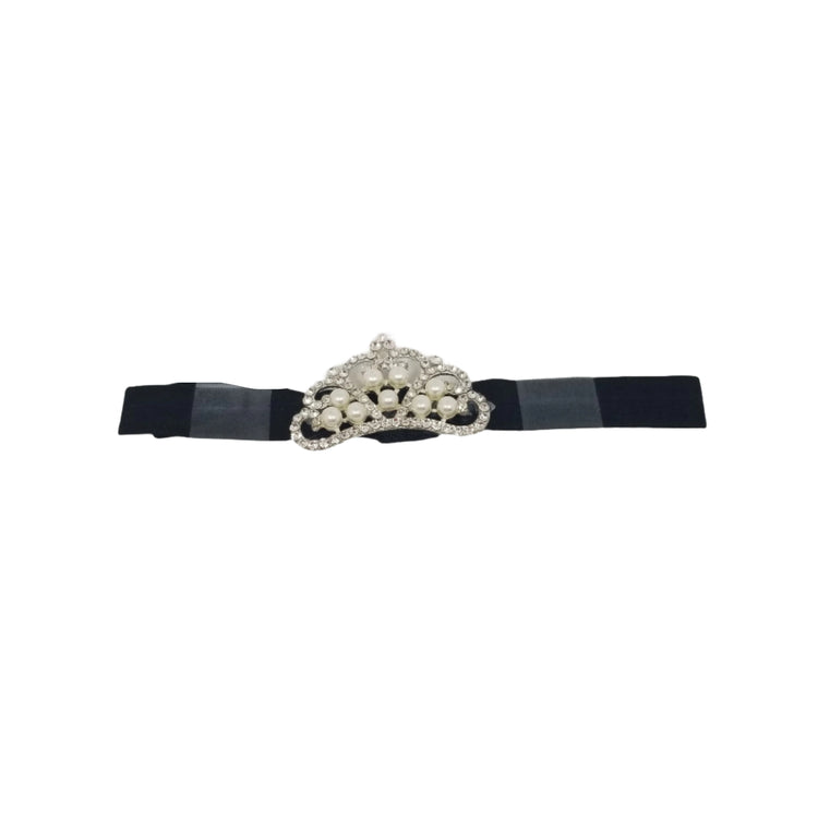 Jeweled Princess Crown Headband- Black