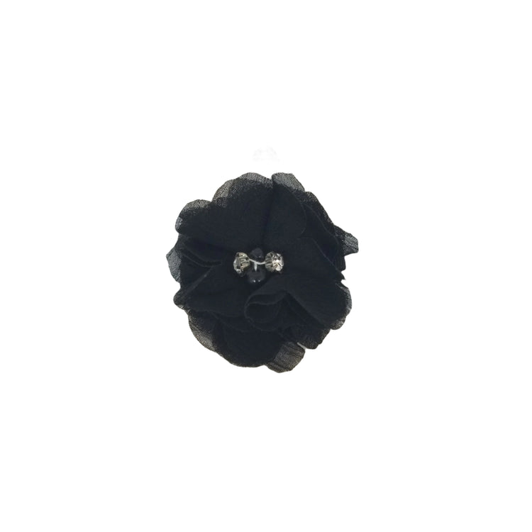 Single Chiffon Flower Hair Clip- Black