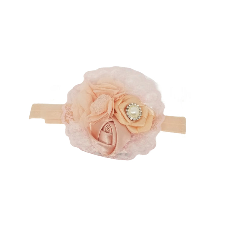 Lace Flower Headband- Blush Pink