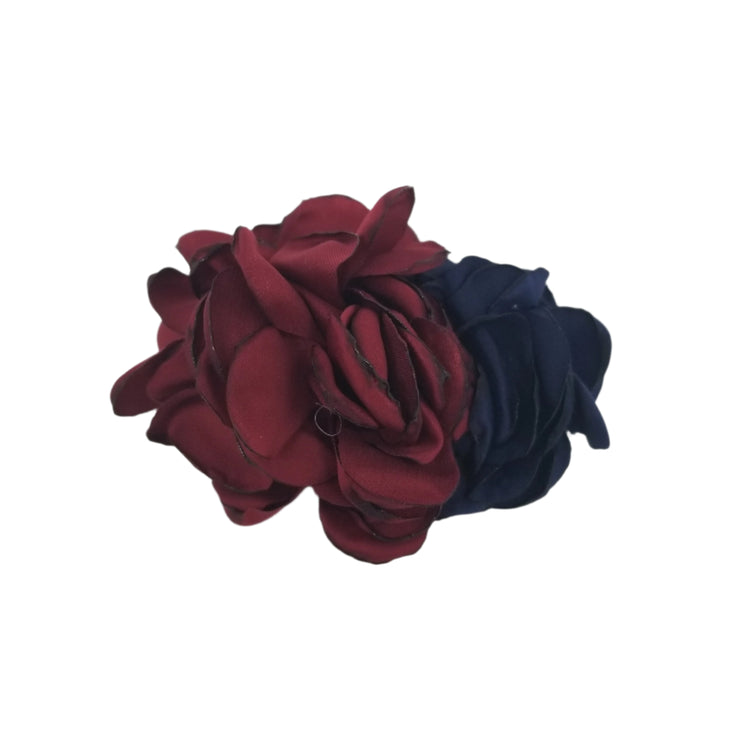 Burnt Edge Flower Hair Clip- Burgundy