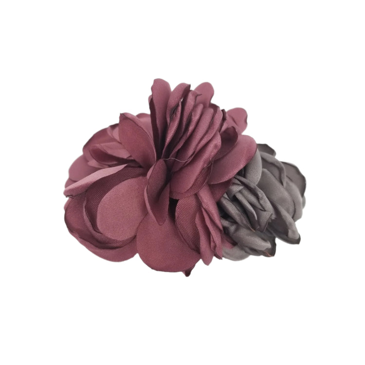 Burnt Edge Flower Hair Clip- Eggplant
