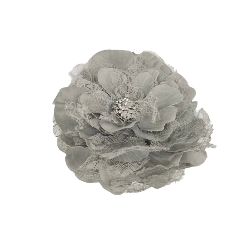 Single Bloom Lace Headband- Grey