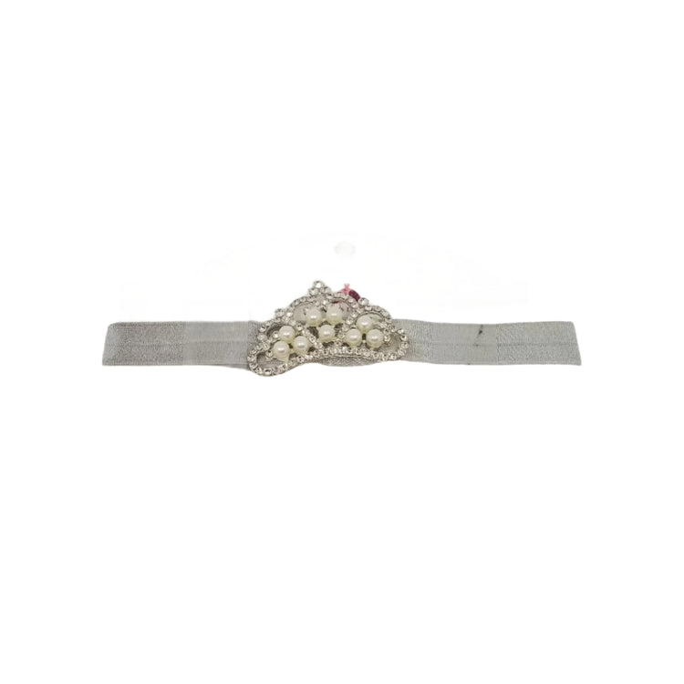Jeweled Princess Crown Headband- Grey