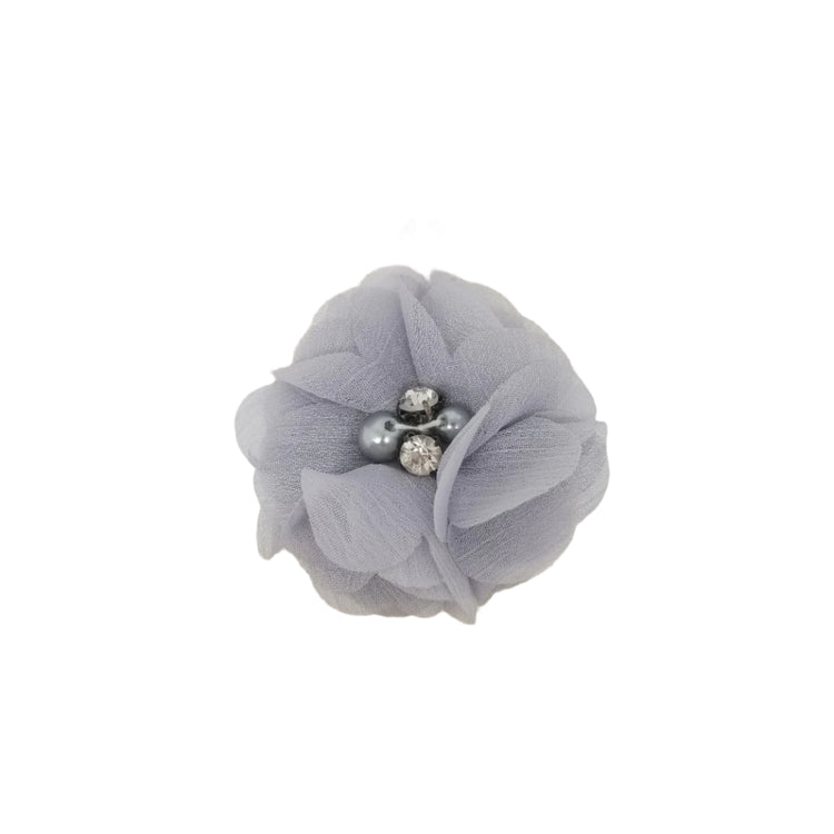 Single Chiffon Flower Hair Clip- Grey