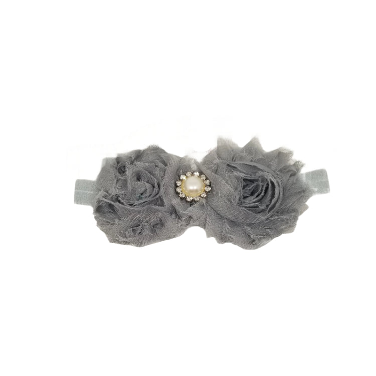 Shabby Flower Headband- Grey