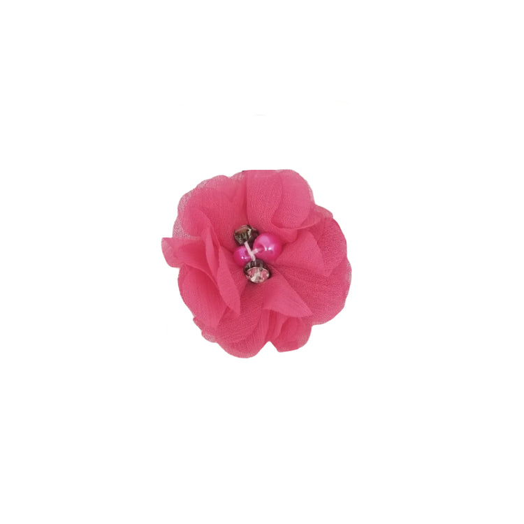Single Chiffon Flower Hair Clip- Hot Pink
