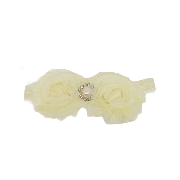 Shabby Flower Headband- Ivory