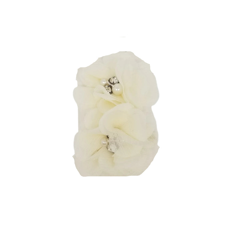 Double Chiffon Flower Hair Clips- Ivory